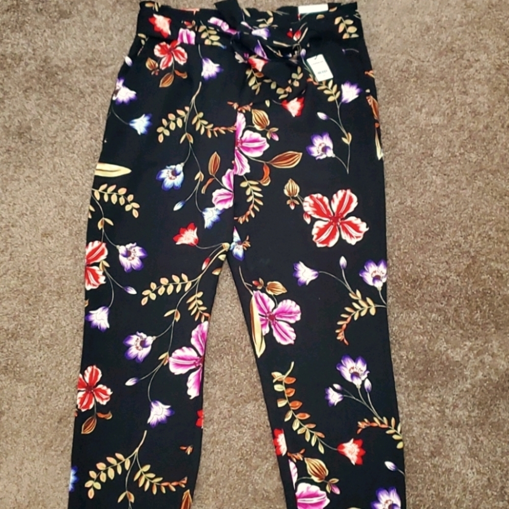 Express floral paperbag pants